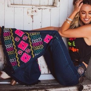 Judith March Bell Bottoms:Lainey Wilson Hippie Hippy Large Pink Embroidered